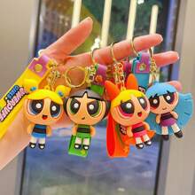 Warner Bros Portachiavi a forma di girl con powerpuff - Anello elegante per chiavi d'auto, zaino, portafoglio - Regalo per PDG, fans, cartoni animati - Collezionabile per uso quotidiano e Occa speciale