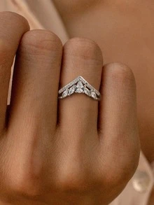 1pc 925 Sterling Silver Teardrop Crown Diamond Ring With Women Daily Commuter Decoration Rings Party Accessory Ladies High Quality Ring Fine Jewelry Gift