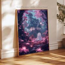 1 pièce Fantôme, Impression d'Halloween, Affiche d'automne, Art effrayant de sorcière, Ensemble rose et morose, Art de l'Académie sombre, Ensemble mural d'Halloween, Décoration de pièce esthétique, Décoration de maison, Art mural sur canevas, Affiches pour la chambre, Accessoires de décoration de chambre, Cadre en option, Décoration de chambre à coucher.