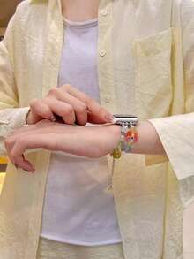 The New Y2K Dopamine Button Strap Is Compatible With Apple Watch Straps, Apple Watch 10/8/9/7/6/5/4/3/2/1 Series Straps, And Apple Watch Ultra40mm 44 41 45 49 42 38mm Women's Fashion Bracelet Accessories. Wearing It Is Neither Stuffy Nor Comfortable, Very Suitable For The Wrist - Translucent - View 7