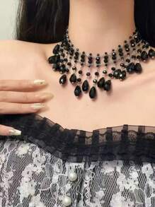 1 Set Of European & American Style Classic Versatile Fashionable Niche Exquisite Pearl Beaded Necklace, Multi-Layer Wear For Men & Women, Sweater Chain, Heavy Choker Necklace,