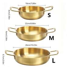 3 Pieces1-Piece Stainless Steel Double-Layer Pot Set - Golden Coating, Cookware, Suitable For Making Hot Pot, Soup, Ramen, And Cooking Seafood - Essential Items For Kitchens And Restaurants - Multicolor - View 12