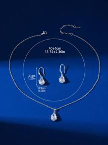 3 Stück/Set elegantes, zierliches Wassertropfen Anhänger Halskette und Ohrringe Schmuckset, geeignet für den täglichen Gebrauch, Urlaub, Geschenk für Familie und Freunde