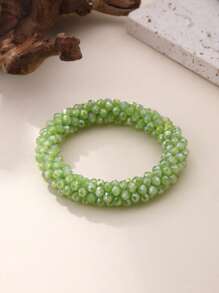 1 pieza Regalo de festival Popular pulsera de cuentas de cristal artificial apilable y elástica para mujeres y hombres de 6.5-8 pulgadas, para uso diario, vacaciones, festivales, regalo, joyería llamativa