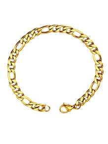 2pcs/Set Stainless Steel Figaro Chain Necklace & Bracelet Jewelry Set, Stylish Hip Hop Design For Men