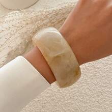 1 pièce Bracelet rond de style vintage, version large, bracelet acrylique tie-dye asymétrique pour femmes, à porter au quotidien