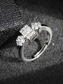MOONSO 1pc Fashionable & Elegant Minimalist Zirconia Ring, Wedding & Party Gift