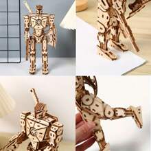 1pc Highly Difficult 3D Wooden Robot Puzzle Model Kit, Craft Assembly Set, Birthday, Family, Friend, Thanksgiving, Christmas Gift, Adult Fun, 210 Pieces, 3-Star Difficulty Level, Use With Glue For Best Results, Home Decor
