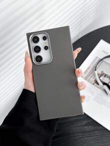 极简时尚白色/灰色/黑色仿皮纹理手机壳，防指纹，防水，防汗，纤薄柔软触感，兼容三星/型号 - 灰色 - 查看 10