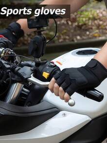 黑色露指手套，透气轻便的露指战术手套，适合射击、狩猎、骑摩托车和攀岩等户外活动