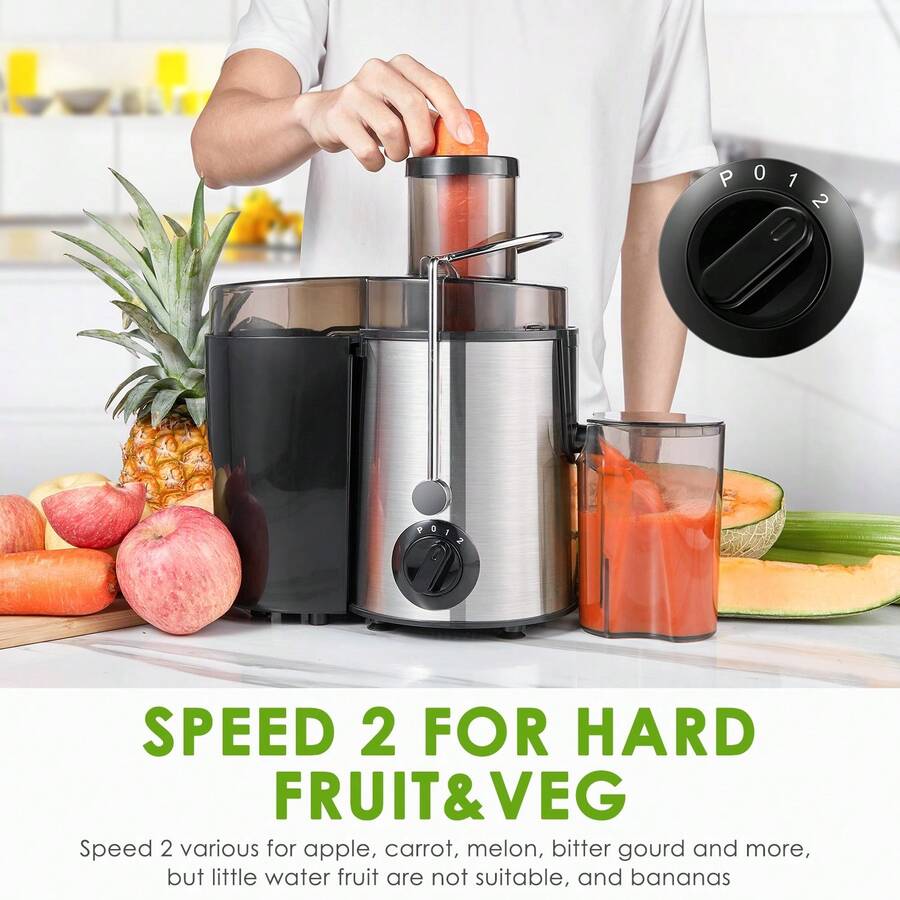Juicer Machines,3 Speed Control,Juicer Whole Fruit And Vegetables, Centrifugal Juicer Extractor Max Power 400W,Cleaning Brush And Juicing Recipe Included - US A Type Plug(110-127V) - View 1