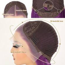 28 Inch Lace Front Halloween Wigs For Women Pre Plucked Hair-Line Dark Purple Color Free Part Hair Long Straight Glueless Synthetic Lace Front Wigs For Daily Party Cosplay Use - Màu tím - Xem 10