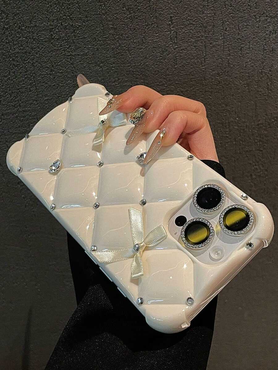 闪亮钻石蝴蝶结手机壳，适用于 17/16/15/14/13/12/11 Pro Max，柔软 TPU 材质，防震，手工制作，Plus 16E 保护套