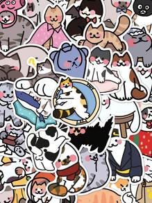 50 件猫贴纸手册笔记本电脑手机壳行李滑板头盔装饰贴纸，适用于学校用品，返校 - 彩色 - 查看 1