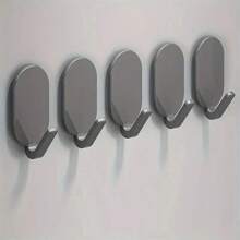 5pcs Heavy Duty Adhesive Hooks - No Drill Needed, Great For Bathroom & Toilet, Multi-Function Wall Mounted Hanger For Clothes, Towels And Robes, Bathroom Accessories | Modern Wall Mounted Hanger | Easy Installation Hooks, Bathroom Towel Rack