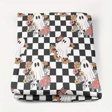 Halloween & Ghost Floral Checkered Flannel Blanket ,Super Soft Flannel Printed 3D Blanket, As Birthday Gifts, Family, Wedding, Souvenir Blankets, Polyester Blankets Suitable For All Seasons, Washable, Machine Washable, Lightweight, Breathable, Comfortable, Warm, Unique, 280gsm For Him, Her Personalized Ideal Gifts For Her, Him, Family, Boyfriend, Girlfriend, Father, Family, Mother, Lover, Daughter, Son, Grandfather, Grandmother, Friend, Classmate, Pet. Perfect Nap, Camping, Travel, Home, Daily Life, Office Decoration, Birthday, Anniversary, Valentine's Day, Thanksgiving, Christmas, Halloween, Mother's Day, Father's Day, Wedding, New Year Gifts ,Sofa,Bed,Car,Bedroom,Living Room,Office,  Outdoor Camping, Beach,Wall Decoration