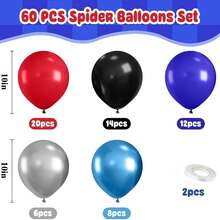 134PCS 5/10/18inch Black Red And Blue Sliver Balloons Arch Kit, Spider Men Theme Balloon Garland With Starburst Foil Balloons For BabyShower Happy Birthday Party Decorations - As the Picture Shows - View 10
