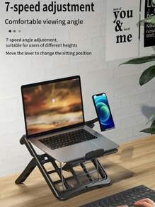 Ergonomischer, verstellbarer Laptop-Ständer mit integriertem Handyhalter, tragbare Tischhalterung für 17,3-Zoll-Computer - aus strapazierfähigem ABS-Material