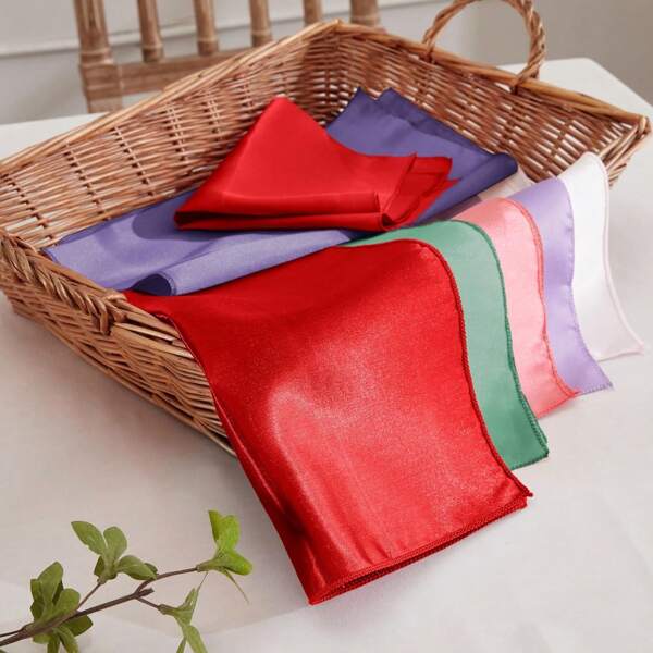 12 piezas Servilletas de unicolor con borde de satén de poliéster, suaves y elegantes, de 11.8 X 11.8 Pulgadas/30 X 30cm para restaurantes, hoteles, bodas, cumpleaños, fotografía de alimentos, cafés, paños de limpieza, uso diario