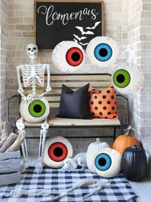 3pcs-Halloween Eye Lantern Decorations, Halloween Horror Lantern, Red, Blue, Green, Festive Party Hanging Decoration, Horror Theme Party Decoration, Restaurant Decoration, Multi-Scene Folding Paper Lantern, Halloween, Halloween Decoration