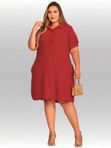 Plus Size Dresses - Mocha Brown - View 4