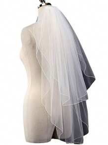 Brautschleier Einfarbig, eleganter zweilagiger Tüllschleier für Hochzeiten, Geburtstagsfeiern, Zusammenkünfte, Frühling/Sommer/Herbst/Winter