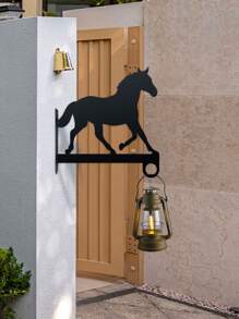 [Heavy-Duty Metal Plant Hanger] Heavy-Duty Metal Horse Silhouette Wall-Mounted Plant Hanger | Contemporary Outdoor Decor For Flower Pots, Lanterns, Bird Feeders & Wind Chimes | Easy Installation With Included Hardware, Horse Decor