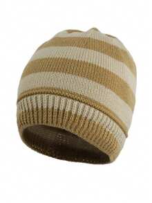 男女通用条纹便帽，适合日常秋季穿着