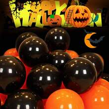 62 buc baloane de Halloween set baloane negre și portocalii baloane din latex de 12 inch baloane de petrecere cu heliu îngroșate pentru Halloween, nuntă, petrecere de ziua de naștere ghirlandă arc de baloane decorare