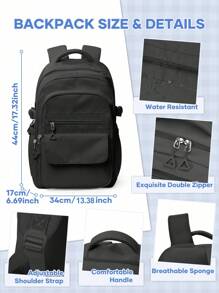 14-15.6inch Laptop Backpack, Lightweight School Backpack Bookbag, Carry On Backpack With Multi-Pocket, Practical Travel Backpack For Girl & Boy, Airline Approved Backpack, Water Resistant Backpack For School, Outdoor, Travel, Work, Business, 17*13*6inch