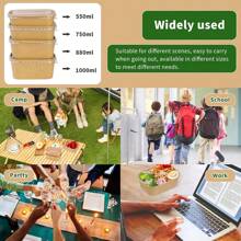 500毫升/17盎司一次性牛皮纸碗带盖，长方形食品容器汤碗派对用品零食碗 10/25/50个