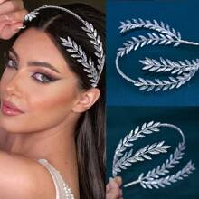 1pc Silver Bridal Hair Hoop, European & American Style Headpiece With Rhinestones, Bun Hair Accessories, Suitable For Wedding, Daily Use And Party