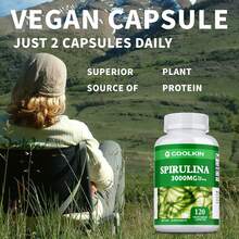 BUPORAI Spirulina Capsules 3000mg - Improves Digestion, Relieves Fatigue, Enhances Cellular Energy, For Cardiovascular Health, Immune - 120pcs - 一瓶 - 試用階段 - 查看 8