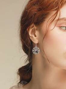 1 par de aretes colgantes con diseño de araña, calavera y murciélago con elementos de rhinestone con estilo gótico y de Halloween, apropiados para disfraces festivos y uso diario