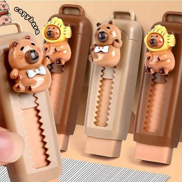 Kapibara Eraser, No Crumbs, Clean Alteration, Push-Pull Eraser, Cute Cartoon, Random Color