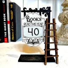 1pc Wooden Mini Decoration Sign "Books I Read This Year", Suitable For Desk Decor, Vintage Farmhouse Style Bookshelf Counter Sign, Teacher Or Home Library Decor Gift - Multicolor - View 7
