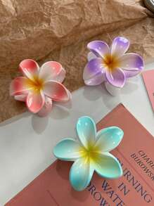 3 piezas Pinzas para el cabello de mujer de 8 cm/3.15 pulgadas con diseño floral de color degradado, accesorios de cabello elegantes y minimalistas de unicolor, adecuados para uso diario, fiesta, casual, ir al trabajo, playa, lavado de cabello, maquillaje, combinación de atuendos