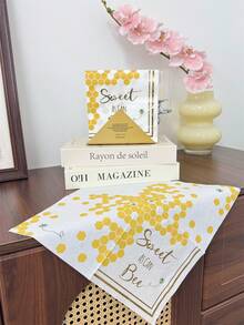 16pcs/Set Disposable Yellow Printed Napkins, 13x13inch, Gold Foil Pattern, Restaurant Dessert Shop Party Tabletop Decor Placemat, Party Supplies - Multicolor - View 7