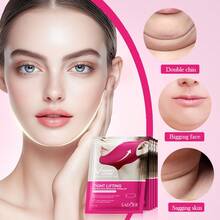 1/3/5/10/15/20片装V型提拉面膜，保湿亮肤，颈部提拉贴，紧致双下巴，提拉肌肤，淡化细纹和皱纹，防止肌肤松弛和老化，令肌肤紧致光滑，富含胶原蛋白，保湿滋养，无酒精，无香料，适合所有肤质，V型下颌轮廓，紧致效果，3D塑形