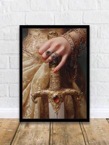 1 件，帆布墙画/卷轴画，墙画，防水，海报，带框墙画，秋季，万圣节，维多利亚时代持剑女子海报，黑暗学院艺术哥特式装饰，古董插图，复古墙画，适用于客厅、卧室、玄关装饰、鬼屋或万圣节派对装饰