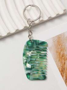 1 pieza Llavero creativo con peine de moda, llavero con peine mini de material de acetato elegante, llavero con peine portátil y sin estática, accesorio de regalo para el día festivo, amigo, decoración para bolso, teléfono, llaves de coche, accesorios de coche, gótico Y2k