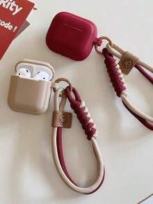 简约纯色带腕带耳机保护套，兼容 Pro 2 耳机盒，第四代无线蓝牙 Apple Pro 第三代软壳 1/2/Pro 新款第三代防摔保护套，硅胶材质，男女通用（不含耳机） - 彩色 - 查看 3