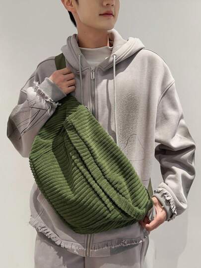 1pc Men's Messenger Bag - Unisex Minimalist Versatile Bag - Men's Large Capacity Chest Bag - Japanese Fashion Brand Backpack - Student Waist Bag Shoulder Bag