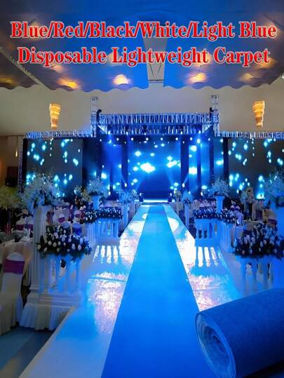1PC Disposable Aisle Carpet 200/500/1000CM (78.74in/196.85in/393.7in), Dark Blue, Light Blue, Red, Black And White Aisle Carpet, Floor Mat, Event Party, Wedding Opening Ceremony, Celebration Aisle Carpet, Stage Full Coverage Welcome Mat