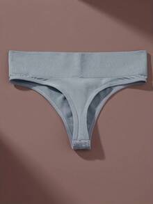 Kit 6 High-Rise Panties With Ribbed Thong Fashion Lingerie Comfort Women's Fashion - Multicolor - View 4