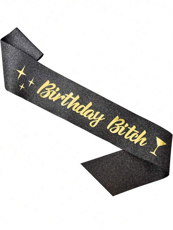 1pc Black & Gold Birthday Sash, Gold Birthday Sash Women Girls Gift, Birthday Party Decoration, Birthday Shoulder Band