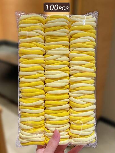 100pcs Assorted Color Simple Elastic Hair Ties, High Stretch Hair Bands, Versatile Casual Style, Women Hair Accessories, Suitable For Ponytail, Braids. Suitable For Daily Casual And Outdoor Wear, All Season Hair Accessory, School Supplies, Women Accessories. ,Hair Rope Head Accessories Rubber Bands