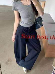 Women's Loose Fit Wide-Leg Washed Casual Pants, Stylish & Versatile