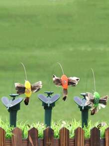 6pcs Creative Simulated Solar Hummingbird Garden Decoration Stakes, Outdoor Decoration Ground Plugs, Solar Power Supply, Energy Saving, No Battery, Can Be Powered By No. 7 Batteries, Electric Hummingbird Decoration, Suitable For Landscape Decoration Of Gardens, Terraces, Manors, And Flower Beds