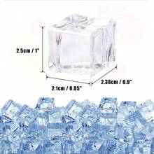 20 piezas de cubos de hielo acrílicos con forma cuadrada, efecto de vidrio, cristal transparente artificial, utilizado como elemento de decoración, juguete de cocina y props de fotografía, tamaño: 1 pulgada (2,5 cm) - Transparente - Ver 2